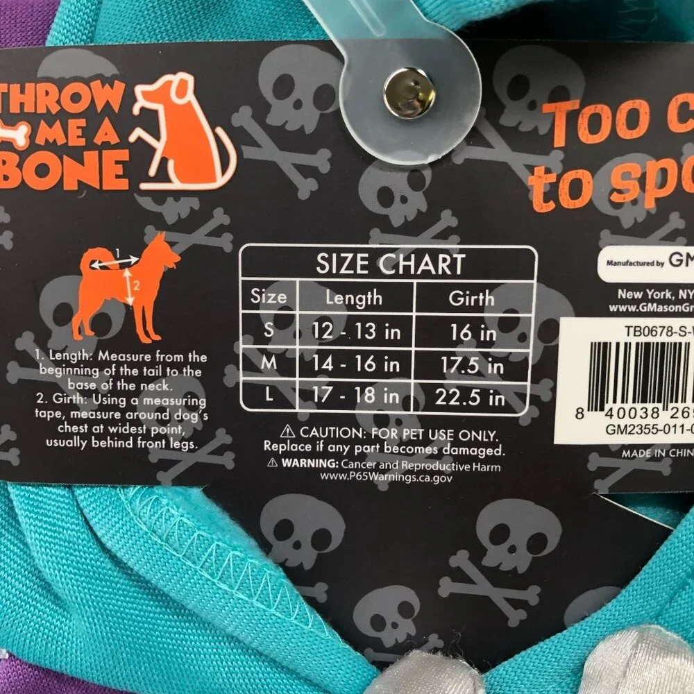 Small Dog Dragon‎ Monster Costume 12-13'' Length Blue Pruple Hooded Halloween